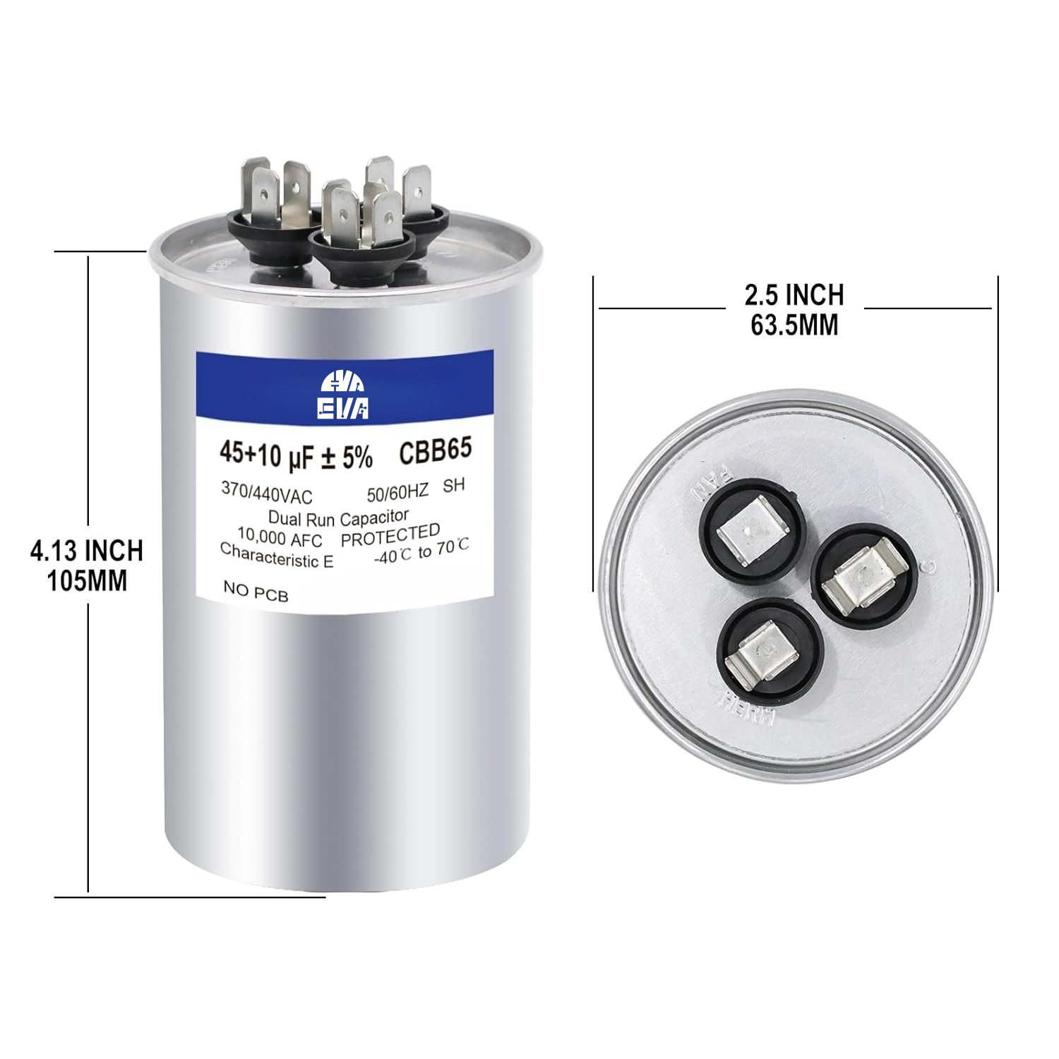 45+10 Mfd Dual Run Capacitor 440V