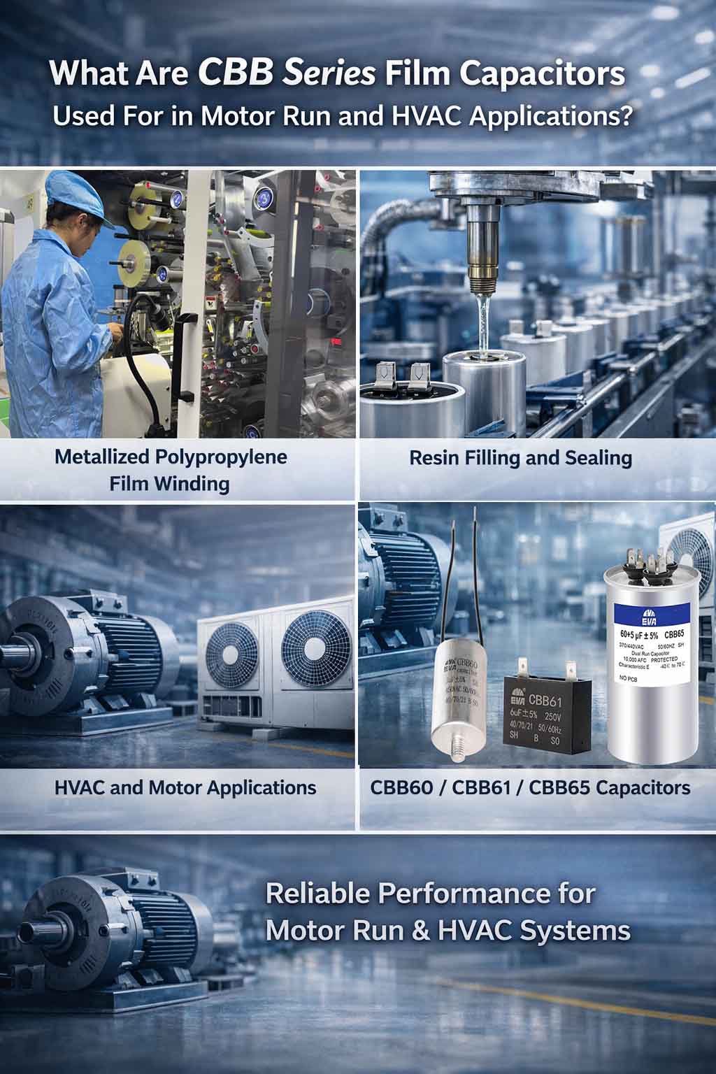 CBB Series Film Capacitors for Motor Run and HVAC Applications